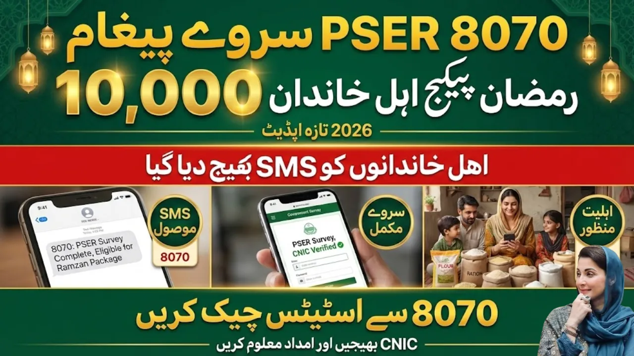 8070 PSER Survey SMS Sent to Eligible Families for Ramzan Package 2026