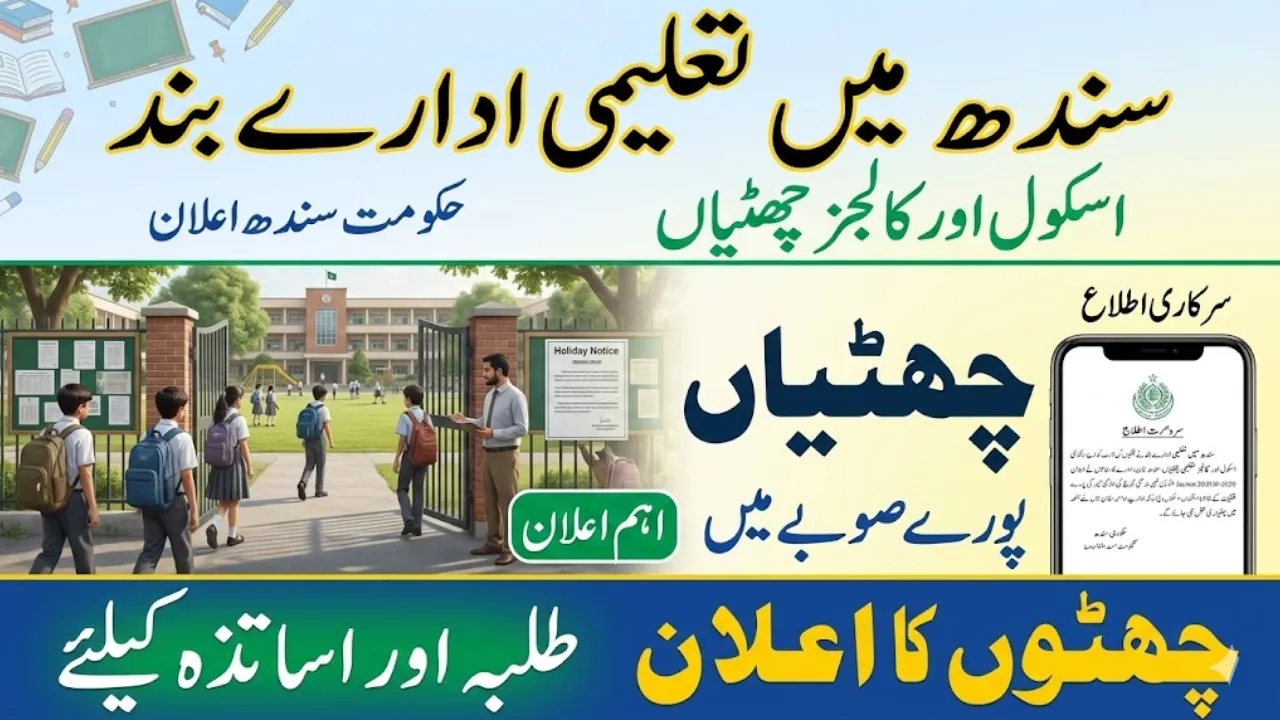 Sindh Govt Declares Holiday for Schools and Colleges Across Province